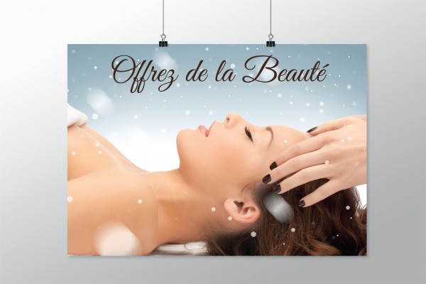 Affiche pour décoration de Noël pour institut de beauté ou spa "Offrez de la beauté"