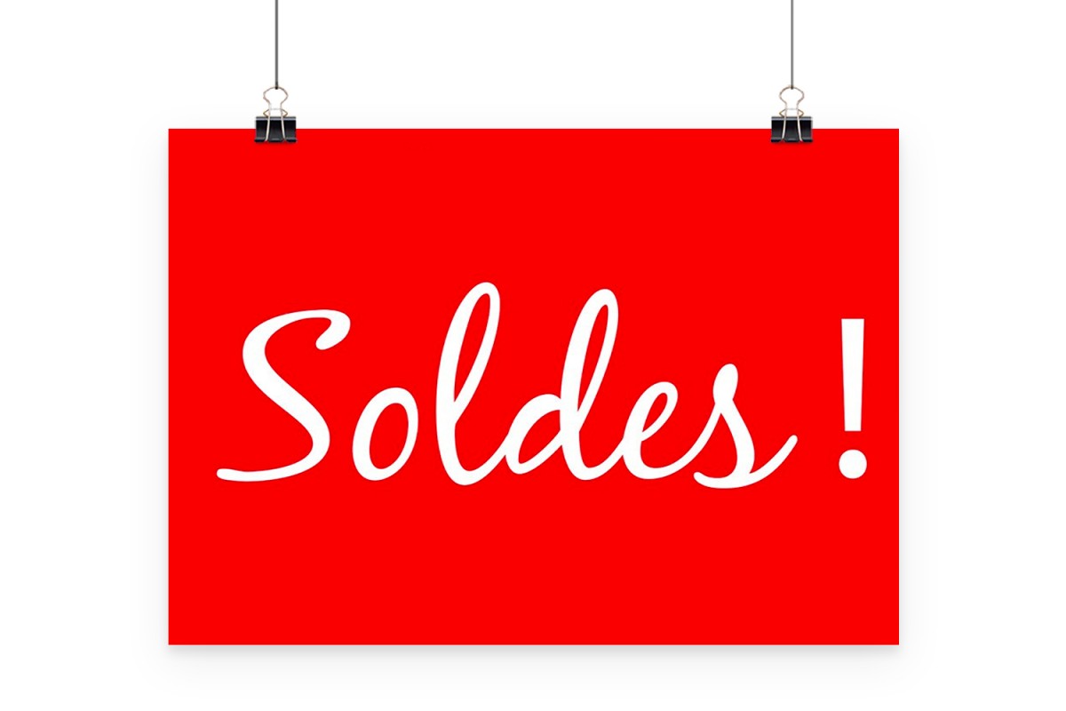 Affiche Soldes ! pour la vitrine pour salon d'esthétique et de coiffure