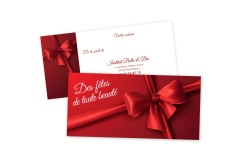 Création de chèques cadeaux personnalisés modèle noeud rouge