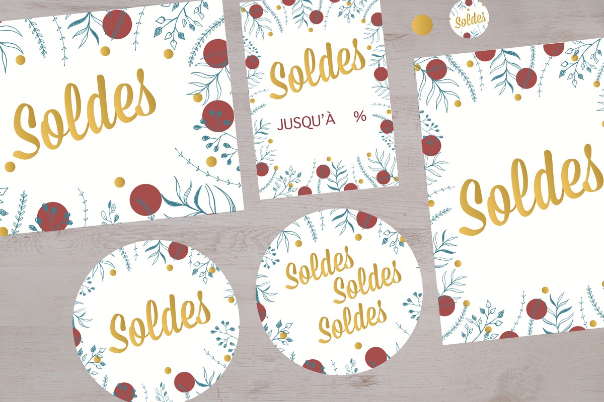 Pack Soldes décoration vitrine et étiquettes soldes pour institut